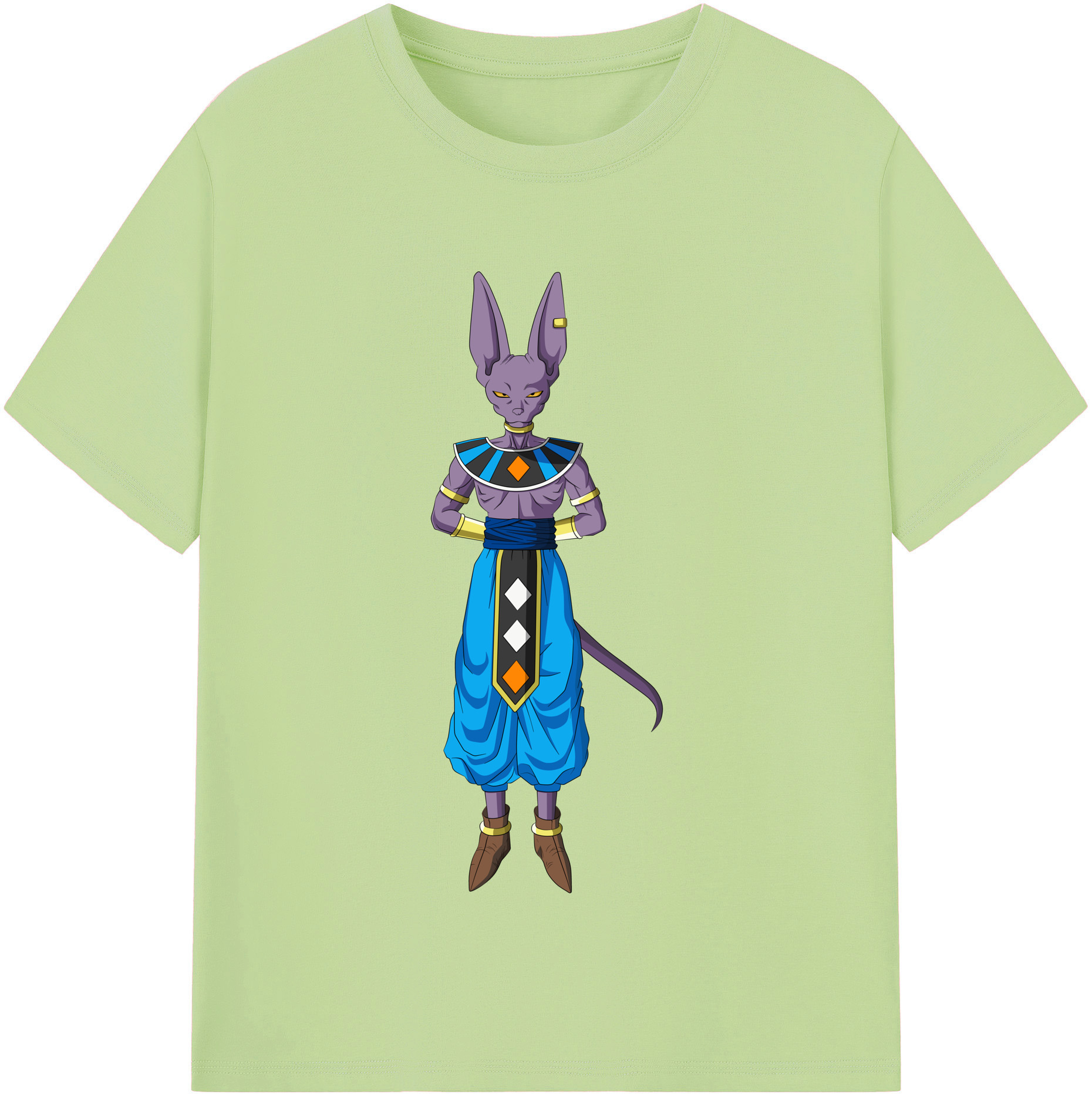 （画像用） ドラゴンボール ビルス 破壊神ビルス DRAGON BALL Beerus Birusu 綿100％半袖Tシャツ（フロントプリント）